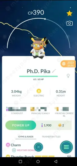 ✨ RARE Ph.D. Pikachu✨Pokemon Go TRDE FAST - Image 1