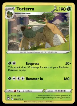 TORTERRA - 008/172 Holo Rare Brilliant Stars Pokemon NM - Image 1