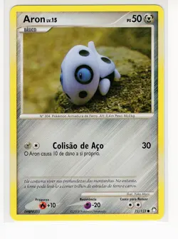 ~PT~ PORTUGUESE Aron 71/123 D&P Mysterious Treasures Pokemon Card (PE1) - Image 1