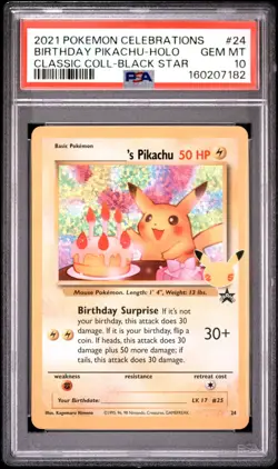 2021 POKEMON CELEBRATIONS CLASSIC COLLECTION #24 BIRTHDAY PIKACHU-HOLO PSA 10 - Image 1