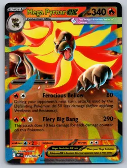Mega Pyroar ex 015/086 Double Rare ME04: Chaos Rising Pokemon Holo Near Mint - Image 1