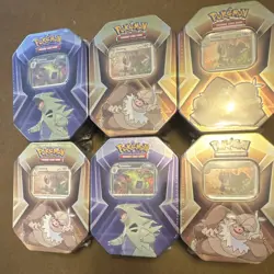 6 Pokemon TCG Triple Whammy Tins 3 Foils 2024 - Image 1