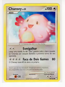 ~PT~ PORTUGUESE Chansey 76/123 D&P Mysterious Treasures Pokemon Card (PE1) - Image 1