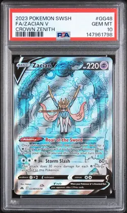 PSA 10 GEM MINT Zacian V GG48/GG70 Crown Zenith Holo Pokemon Card - Image 1