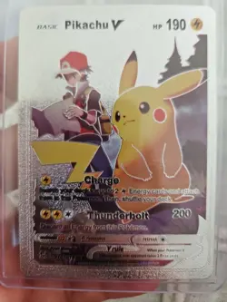 Pokemon Pikachu V Silver Foil Fan Art Textured Collector Card TG16/TG30 HP190 - Image 1