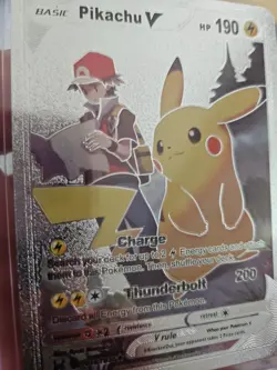 Pokemon Pikachu V Silver Foil Fan Art Textured Collector Card TG16/TG30 HP190 - Image 4