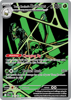 TEAM ROCKET'S SPIDOPS 187/182 ILLUSTRATION RARE DESTINED RIVALS POKEMON HOLO NM - Image 1