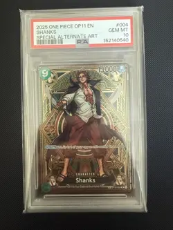 2025 One Piece OP11 EN Special Alternate Art #004 Shanks PSA 10 GEM MINT - Image 1