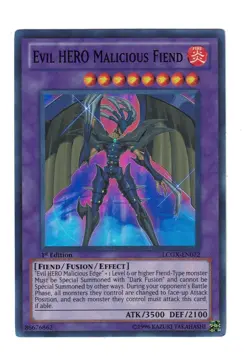 Yugioh- 1X Evil HERO Malicious Fiend - Super - 1st Edition - LCGX-EN072 - NM - Image 1