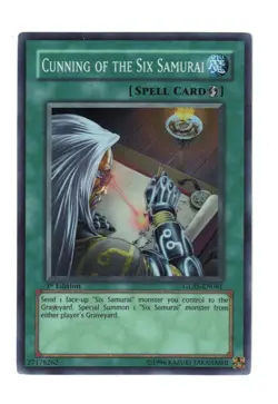 Yugioh- 1X Cunning of the Six Samurai - Super - 1st Edition - GLAS-EN061 - NM - Image 1