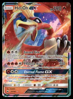 Pokemon Cards Ho-Oh GX 21/147 Burning Shadows Holo GX Rare LP *2 - Image 1