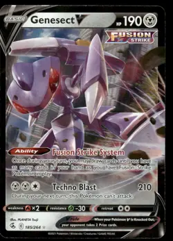 Pokemon Cards Genesect V 185/264 Fusion Strike Holo V Rare NM - Image 1
