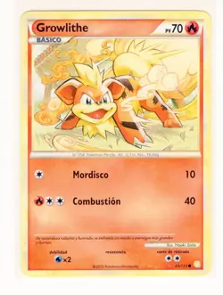 ~ESP~ SPANISH Growlithe 65/123 HGSS HeartGold Soulsilver Pokemon Card (LB1) - Image 1