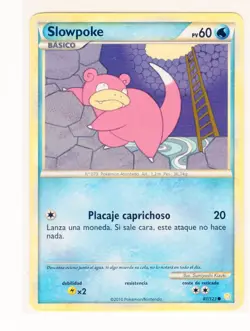 ~ESP~ SPANISH Slowpoke 81/123 HGSS HeartGold Soulsilver Pokemon Card (LB1) - Image 1