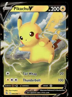 Pokemon Cards Pikachu V 086/264 Fusion Strike Holo V Rare NM - Image 1