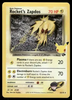 Pokemon Cards Rocket's Zapdos 15/132 Celebrations LP *2 - Image 1