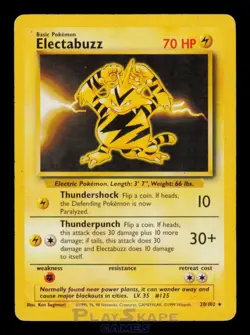 Pokemon Card Electabuzz 20/102 Base Set Unlimited Vintage WOTC Rare MP 1999 - Image 1