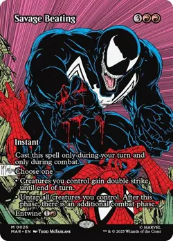 x1 Savage Beating - Borderless M MTG Marvel Universe M/NM, English - Image 1