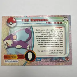 Topps Rattata #19 Pokemon Card TV Animation Black Logo - Image 2