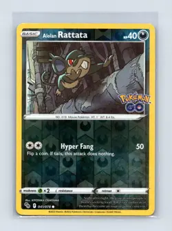 Alolan Rattata 041/078 Common Pokemon GO Pokemon Reverse Holo Near Mint - Image 1