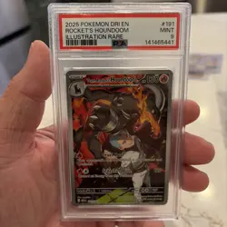2025 POKEMON DESTINED RIVALS ILLUSTRATION RARE #191 TEAM ROCKET'S HOUNDOOM PSA 9 - Image 1