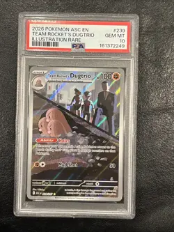 Team Rocket's Dugtrio - 239/217 PSA 10 Ascended Heroes Pokemon - Image 1