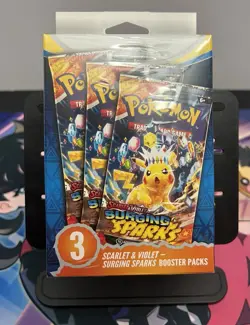 Pokemon Scarlet & Violet Surging Sparks Hanger Box 3 Packs Inside Sealed - Image 1