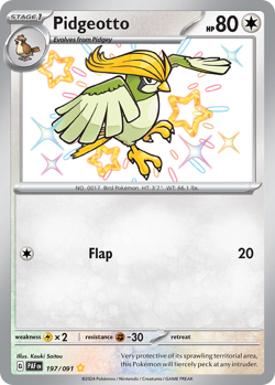 Pidgeotto 197/091 Shiny Rare Paldean Fates NM/M Pokemon - Image 4