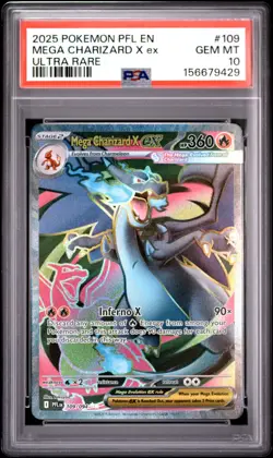 2025 POKEMON PFL EN-PHANTASMAL FLAMES ULTRA RARE #109 MEGA CHARIZARD X EX PSA 10 - Image 1