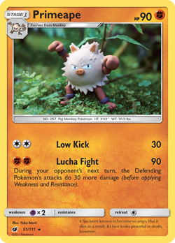 Primeape 51/111 Rare Crimson Invasion Pokemon Near Mint - Image 1