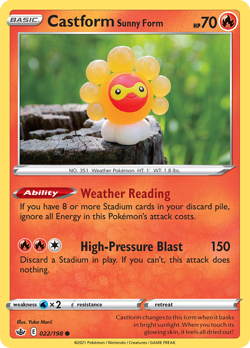 Castform Sunny Form 022/198 Common Chilling Reign Pokemon Reverse Holo Near Mint - Image 1