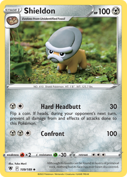 Shieldon 109/189 Uncommon Astral Radiance Pokemon Reverse Holo Near Mint - Image 1