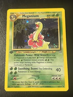 SWIRL NM Pokemon TCG Meganium Neo Genesis Holo First Edition 11/111 FART SWIRL - Image 1