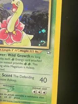 SWIRL NM Pokemon TCG Meganium Neo Genesis Holo First Edition 11/111 FART SWIRL - Image 4