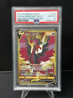 2022 POKEMON SWORD & SHIELD BRILLIANT STARS FULL ART/GALARIAN MOLTRES V PSA 10 - Image 1