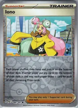 Iono - 080/091 Reverse Holo SV: Paldean Fates - Pokemon Card - NM - Image 1