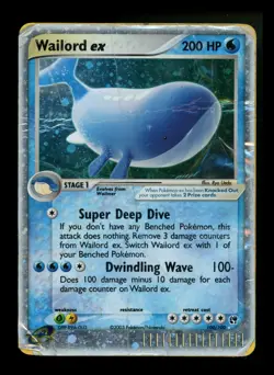 #3 DAMAGED RESURFACED CARD Wailord ex 100/100 EX Sandstorm 2003 Pokemon Card TCG - Image 1
