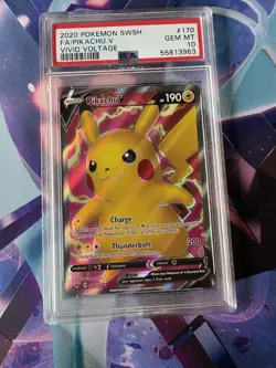 2020 Pokemon SWSH Vivid Voltage Pikachu V #170/185 PSA 10 GEM MINT - Image 1
