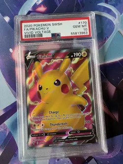 2020 Pokemon SWSH Vivid Voltage Pikachu V #170/185 PSA 10 GEM MINT - Image 2