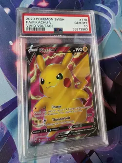 2020 Pokemon SWSH Vivid Voltage Pikachu V #170/185 PSA 10 GEM MINT - Image 3