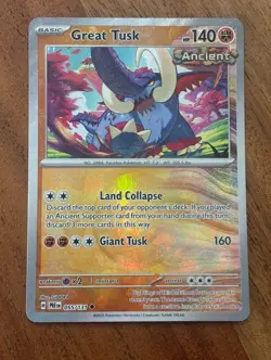 Pokemon TCG Great Tusk 055/131 Prismatic Evolutions (Poke Ball Pattern) - Image 1