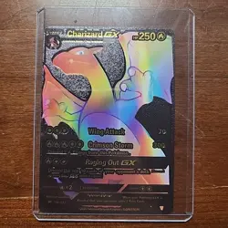 Collectable Pokemon Rainbow Charizard GX Secret Rare Black Metal Foil Card - Image 1