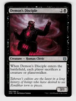MTG, Zendikar Rising, Demon's Disciple, Normal, No.97, U Creature - Human Cleric - Image 1