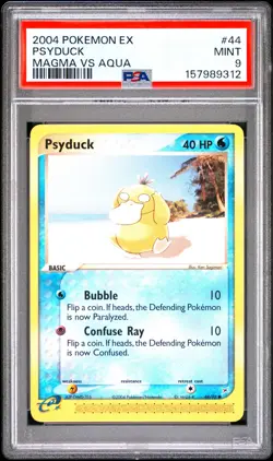 2004 POKEMON EX TEAM MAGMA VS TEAM AQUA #44 PSYDUCK PSA 9 - Image 1