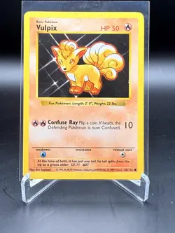 Pokemon TCG Vulpix Shadowless Base Set MP – Vintage WOTC 1999 - Image 1