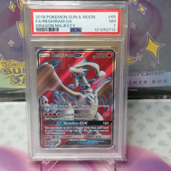 Pokemon TCG Reshiram GX Sun & Moon Dragon Majesty 65/70 FA PSA 7 Gem Mint - Image 1