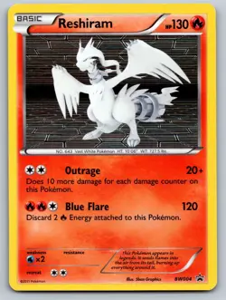 Reshiram BW004 Holo Promo Black And White Promo Pokemon Holo Lightly Played - Image 1