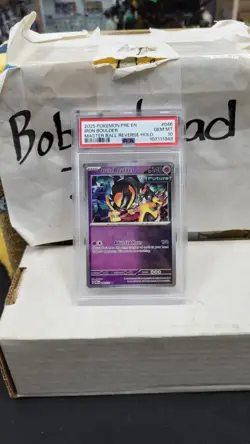 2025 IRON BOULDER MASTER BALL REVERSE HOLO PRISMATIC EVOLUTIONS POKEMON PSA 10 - Image 1
