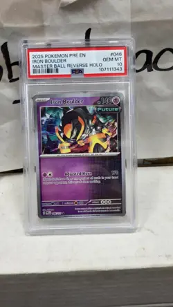 2025 IRON BOULDER MASTER BALL REVERSE HOLO PRISMATIC EVOLUTIONS POKEMON PSA 10 - Image 2