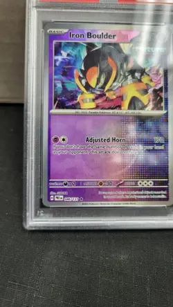 2025 IRON BOULDER MASTER BALL REVERSE HOLO PRISMATIC EVOLUTIONS POKEMON PSA 10 - Image 4